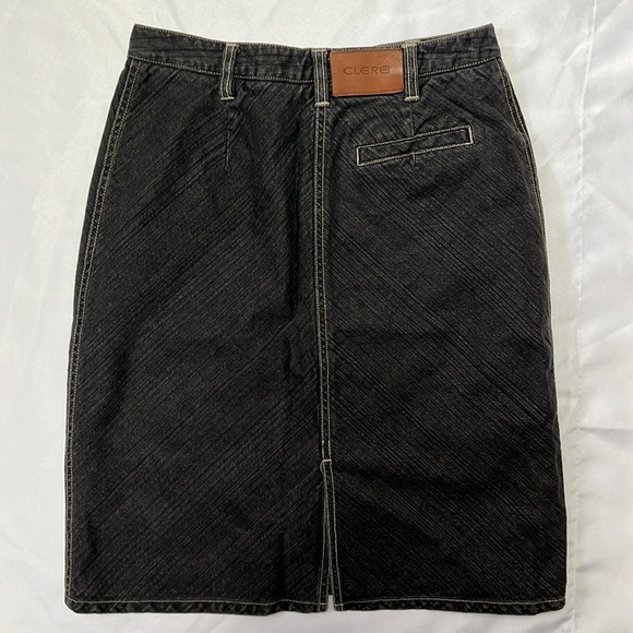 Clere Black Denim Pencil Skirt with Back Slit - size 2 - Picture 7 of 9